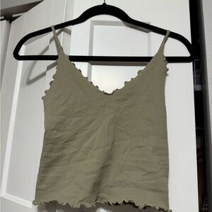 Free People Sage Green Ribbed Camisole